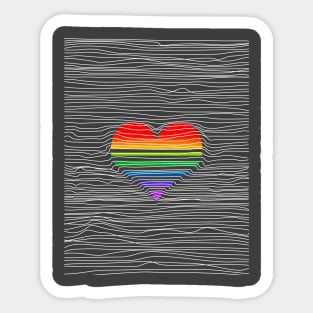 Rainbow Heart and White Stripes Sticker